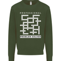 Professional Problem Solver Crossword Nerd Mens Sweatshirt Jumper Forest Green