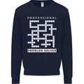 Professional Problem Solver Crossword Nerd Mens Sweatshirt Jumper Navy Blue