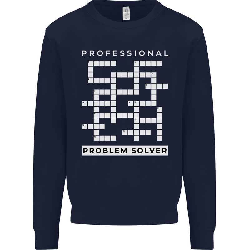 Professional Problem Solver Crossword Nerd Mens Sweatshirt Jumper Navy Blue
