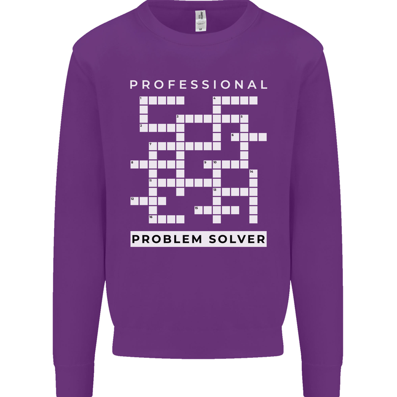 Professional Problem Solver Crossword Nerd Mens Sweatshirt Jumper Purple