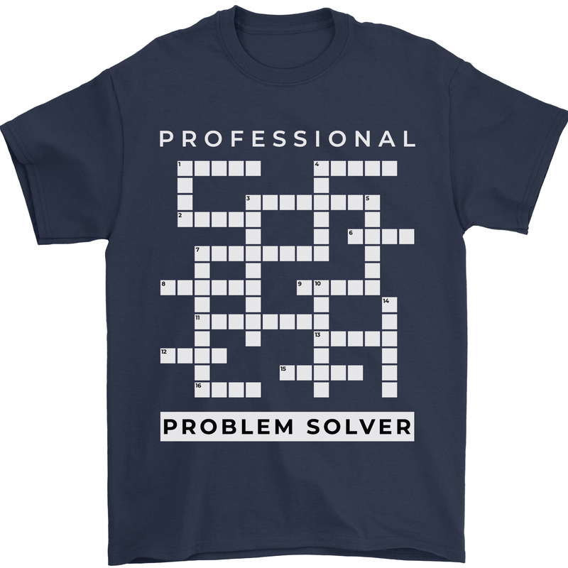 Professional Problem Solver Crossword Nerd Mens T-Shirt 100% Cotton Navy Blue