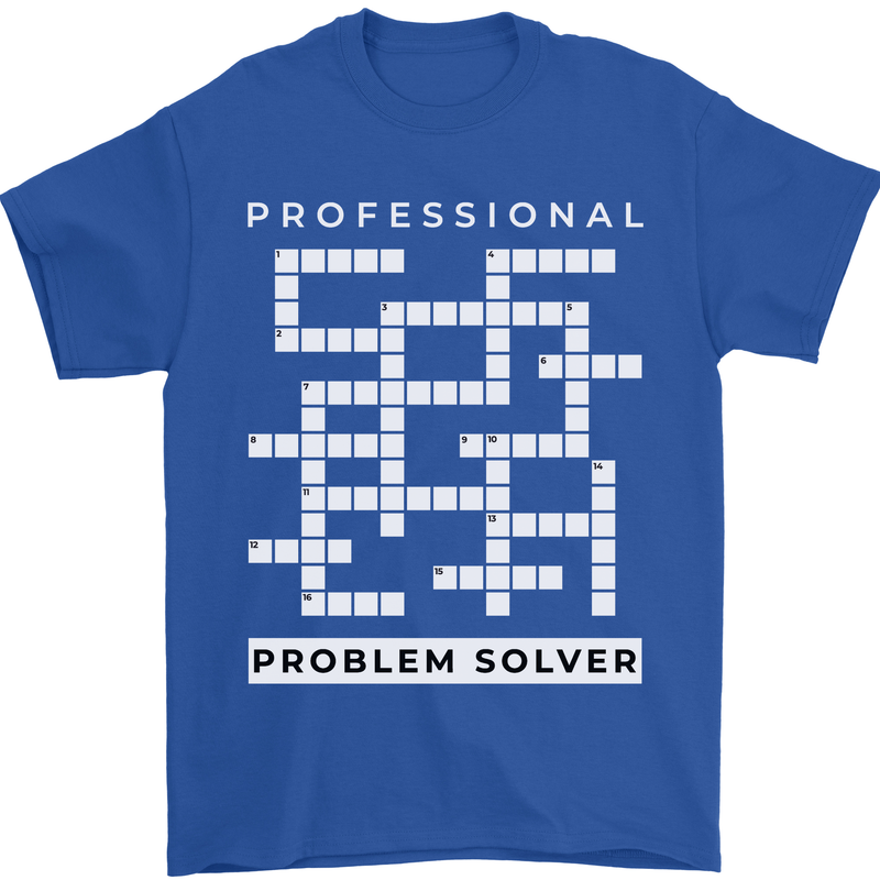 Professional Problem Solver Crossword Nerd Mens T-Shirt 100% Cotton Royal Blue