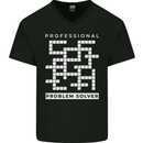 Professional Problem Solver Crossword Nerd Mens V-Neck Cotton T-Shirt Black