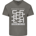 Professional Problem Solver Crossword Nerd Mens V-Neck Cotton T-Shirt Charcoal
