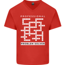 Professional Problem Solver Crossword Nerd Mens V-Neck Cotton T-Shirt Red