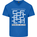 Professional Problem Solver Crossword Nerd Mens V-Neck Cotton T-Shirt Royal Blue