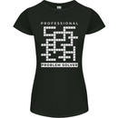 Professional Problem Solver Crossword Nerd Womens Petite Cut T-Shirt Black