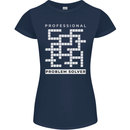 Professional Problem Solver Crossword Nerd Womens Petite Cut T-Shirt Navy Blue