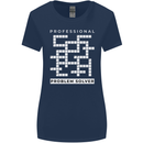 Professional Problem Solver Crossword Nerd Womens Wider Cut T-Shirt Navy Blue
