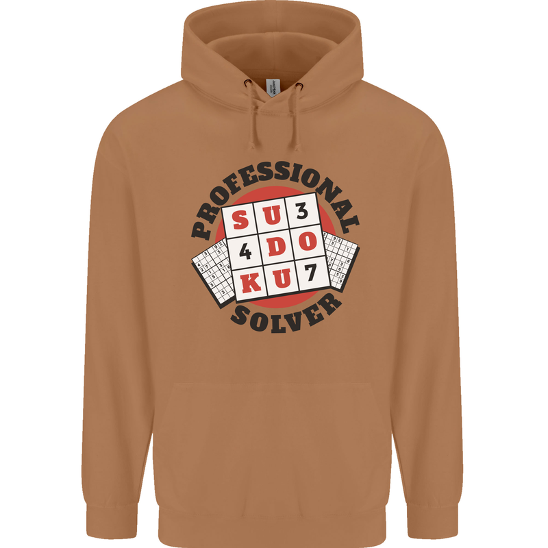 Professional Sudoku Solver Funny Mens 80% Cotton Hoodie Caramel Latte