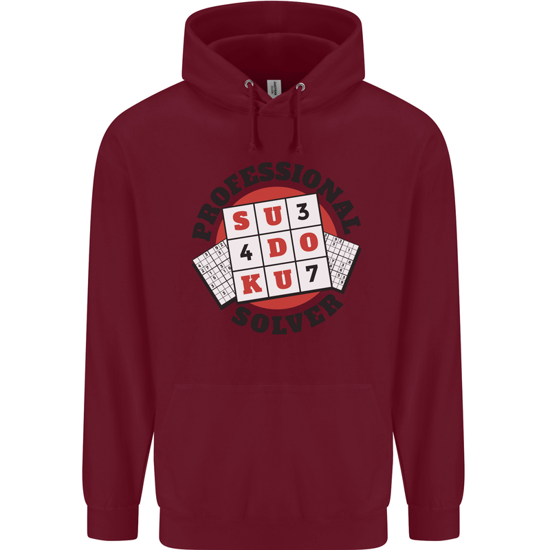 Professional Sudoku Solver Funny Mens 80% Cotton Hoodie Maroon