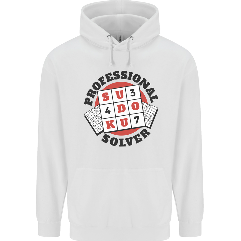 Professional Sudoku Solver Funny Mens 80% Cotton Hoodie White