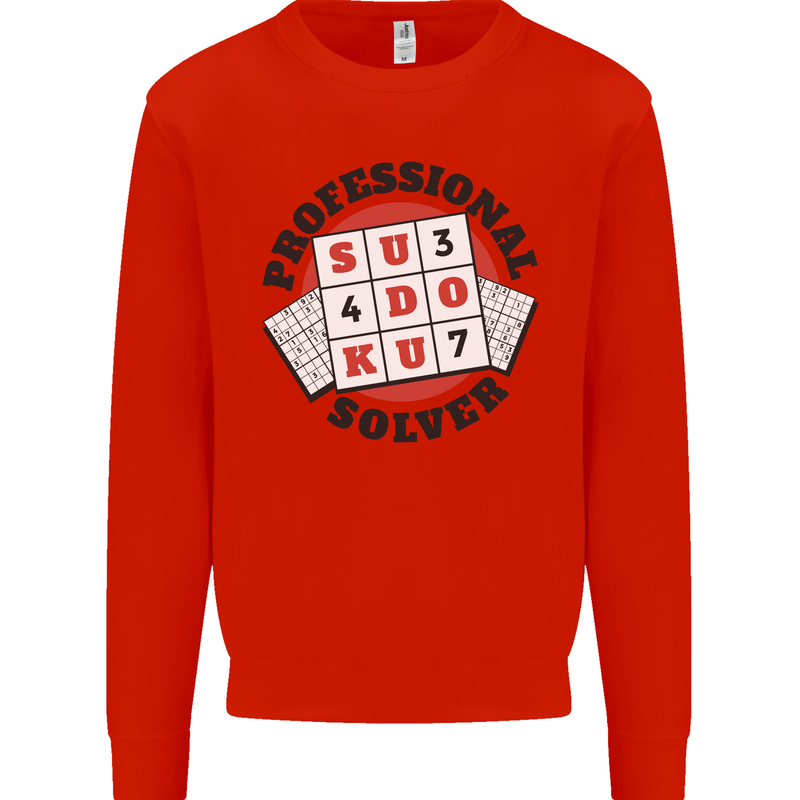 Professional Sudoku Solver Funny Mens Sweatshirt Jumper Bright Red