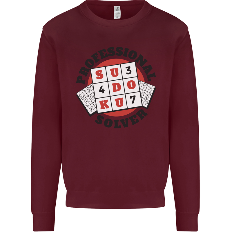 Professional Sudoku Solver Funny Mens Sweatshirt Jumper Maroon