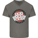 Professional Sudoku Solver Funny Mens V-Neck Cotton T-Shirt Charcoal