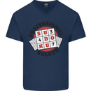Professional Sudoku Solver Funny Mens V-Neck Cotton T-Shirt Navy Blue