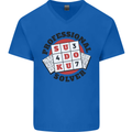 Professional Sudoku Solver Funny Mens V-Neck Cotton T-Shirt Royal Blue