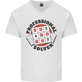 Professional Sudoku Solver Funny Mens V-Neck Cotton T-Shirt White
