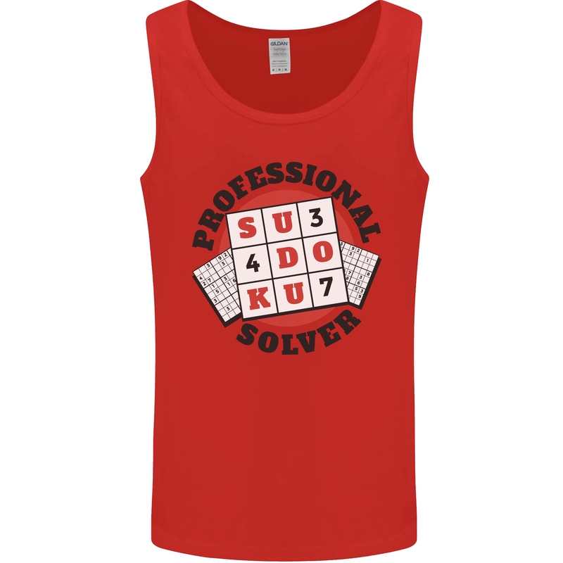 Professional Sudoku Solver Funny Mens Vest Tank Top Red