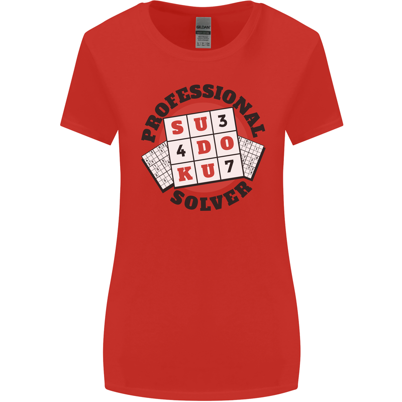 Professional Sudoku Solver Funny Womens Wider Cut T-Shirt Red