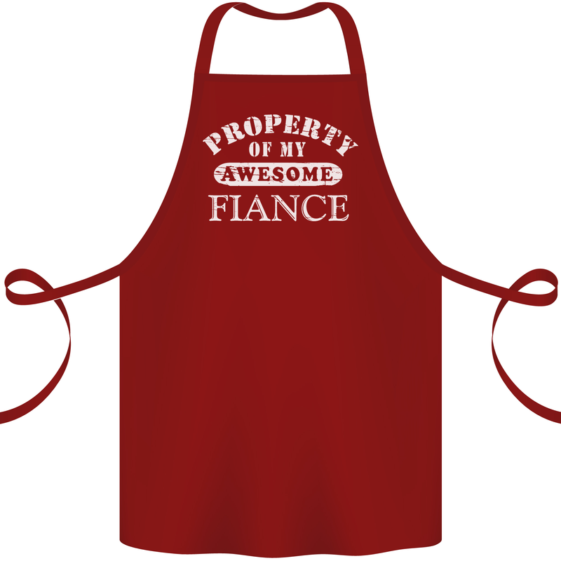 Property of My Awesome Fiance Cotton Apron 100% Organic Maroon