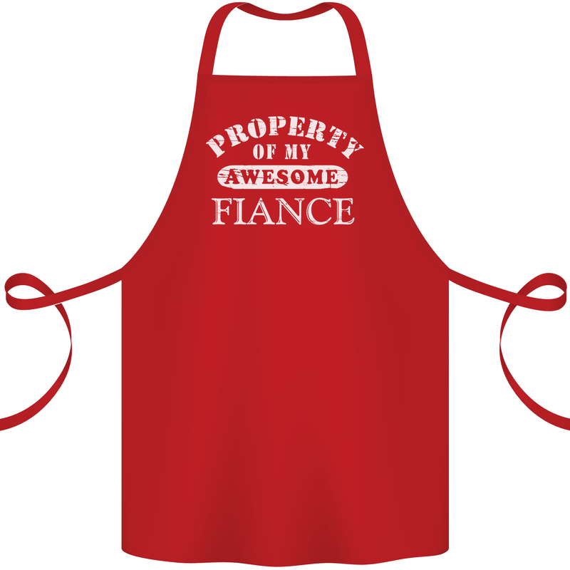 Property of My Awesome Fiance Cotton Apron 100% Organic Red