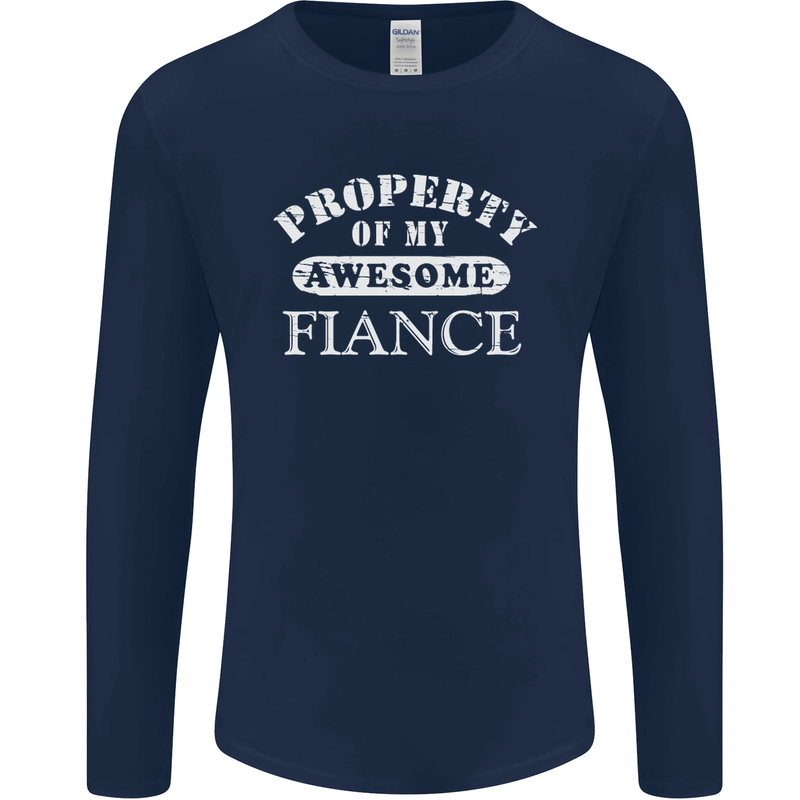 Property of My Awesome Fiance Mens Long Sleeve T-Shirt Navy Blue