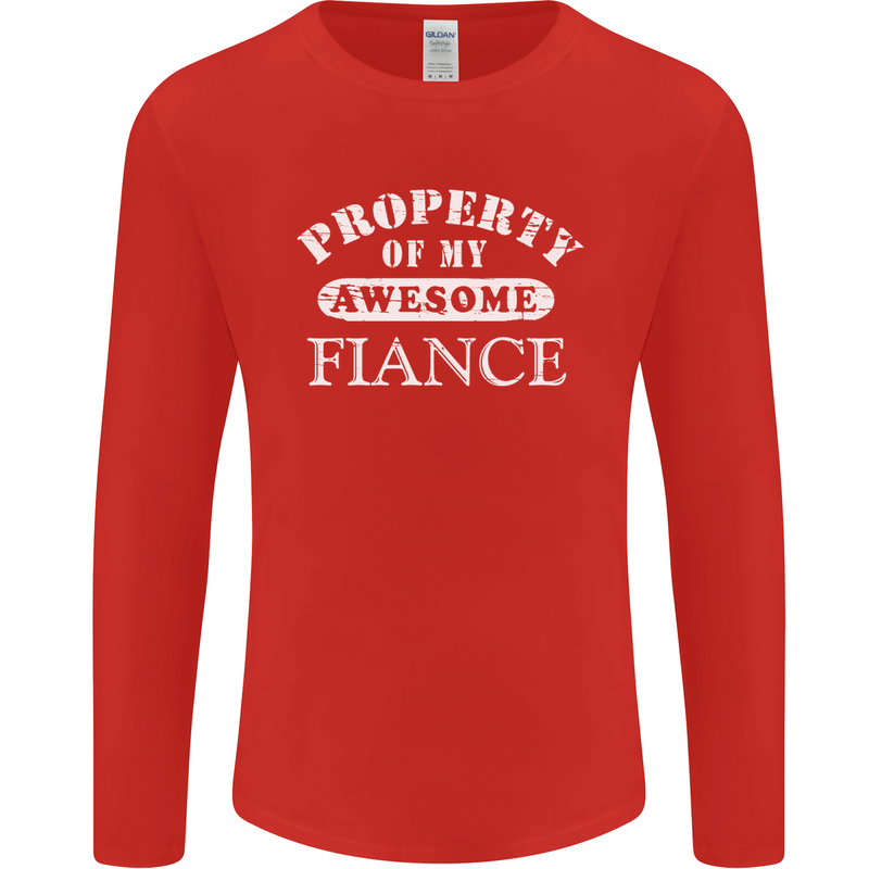 Property of My Awesome Fiance Mens Long Sleeve T-Shirt Red