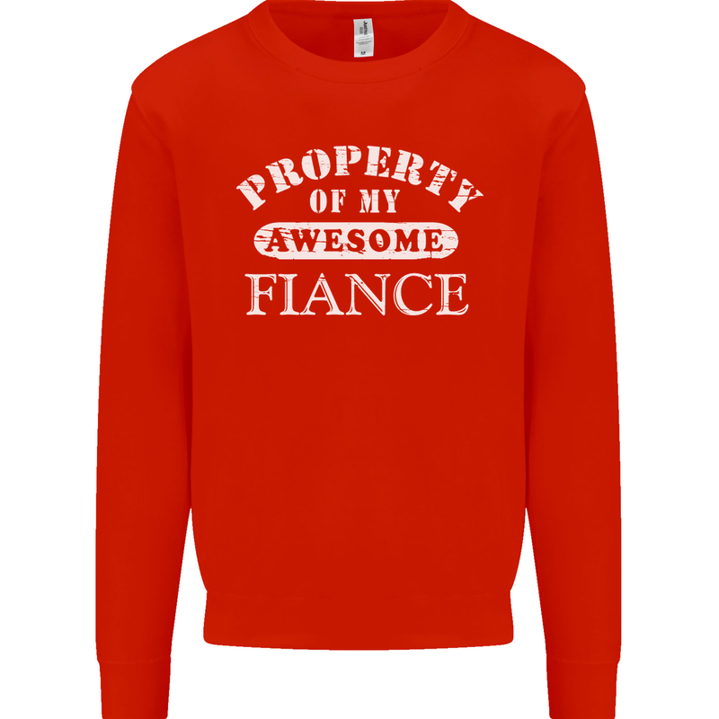 Property of My Awesome Fiance Mens Sweatshirt Jumper Bright Red