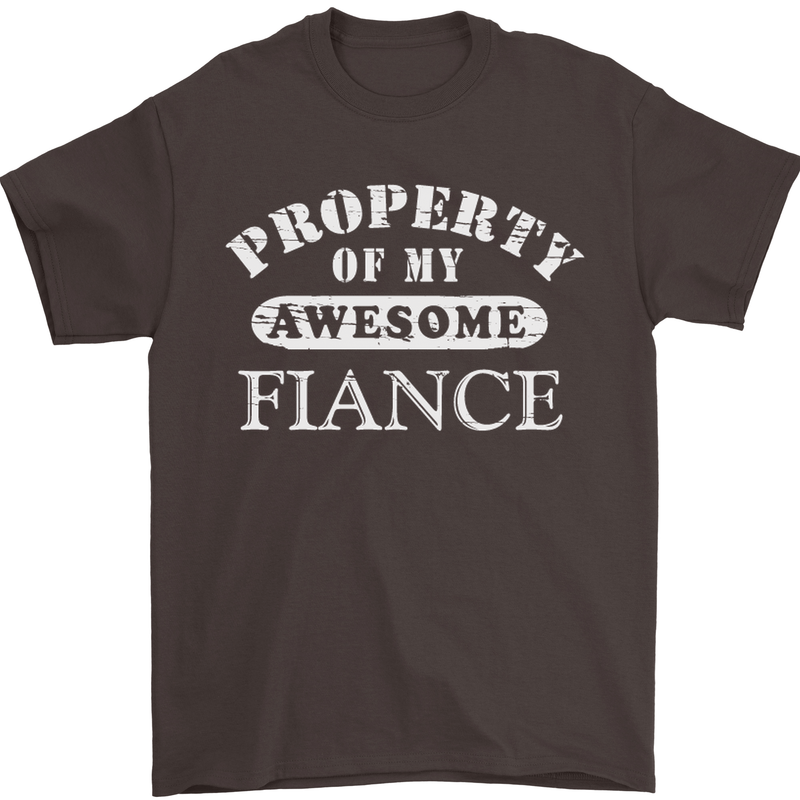 Property of My Awesome Fiance Mens T-Shirt Cotton Gildan Dark Chocolate