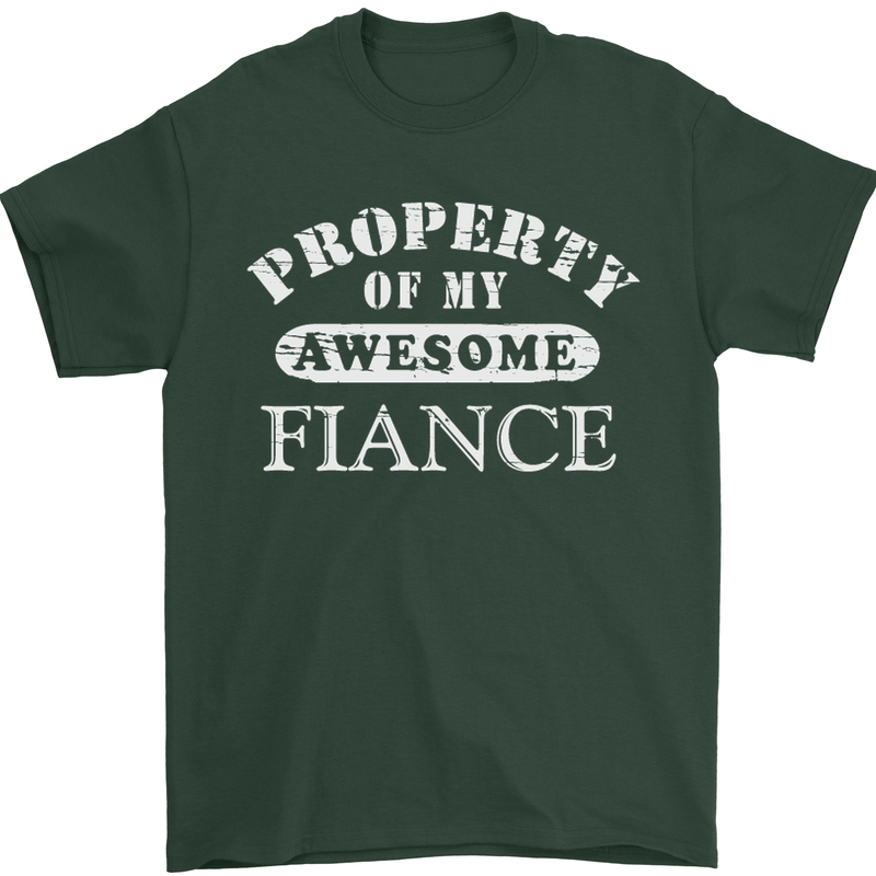 Property of My Awesome Fiance Mens T-Shirt Cotton Gildan Forest Green