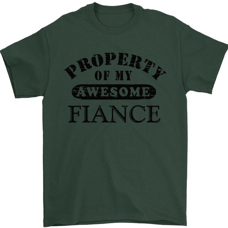 Property of My Awesome Fiance Mens T-Shirt Cotton Gildan Forest Green