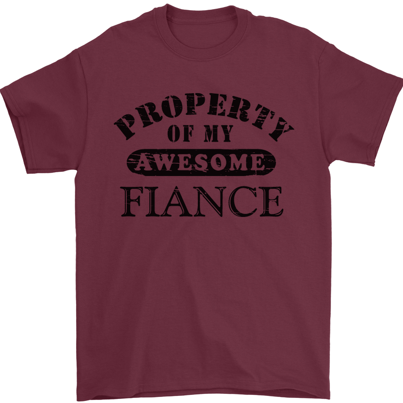 Property of My Awesome Fiance Mens T-Shirt Cotton Gildan Maroon