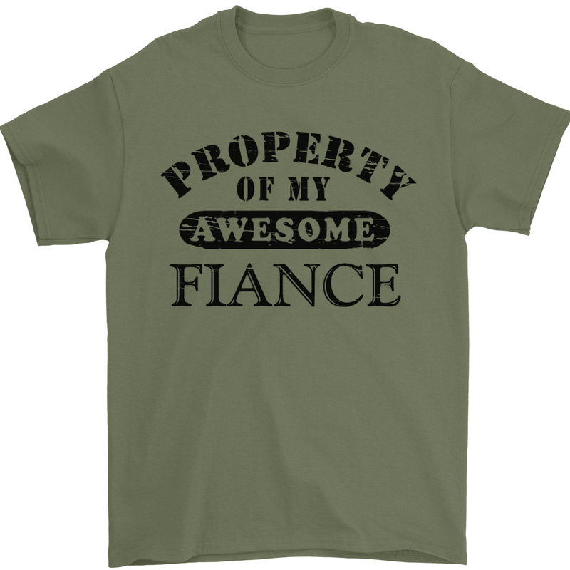 Property of My Awesome Fiance Mens T-Shirt Cotton Gildan Military Green