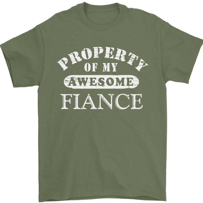 Property of My Awesome Fiance Mens T-Shirt Cotton Gildan Military Green