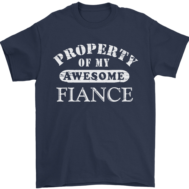 Property of My Awesome Fiance Mens T-Shirt Cotton Gildan Navy Blue