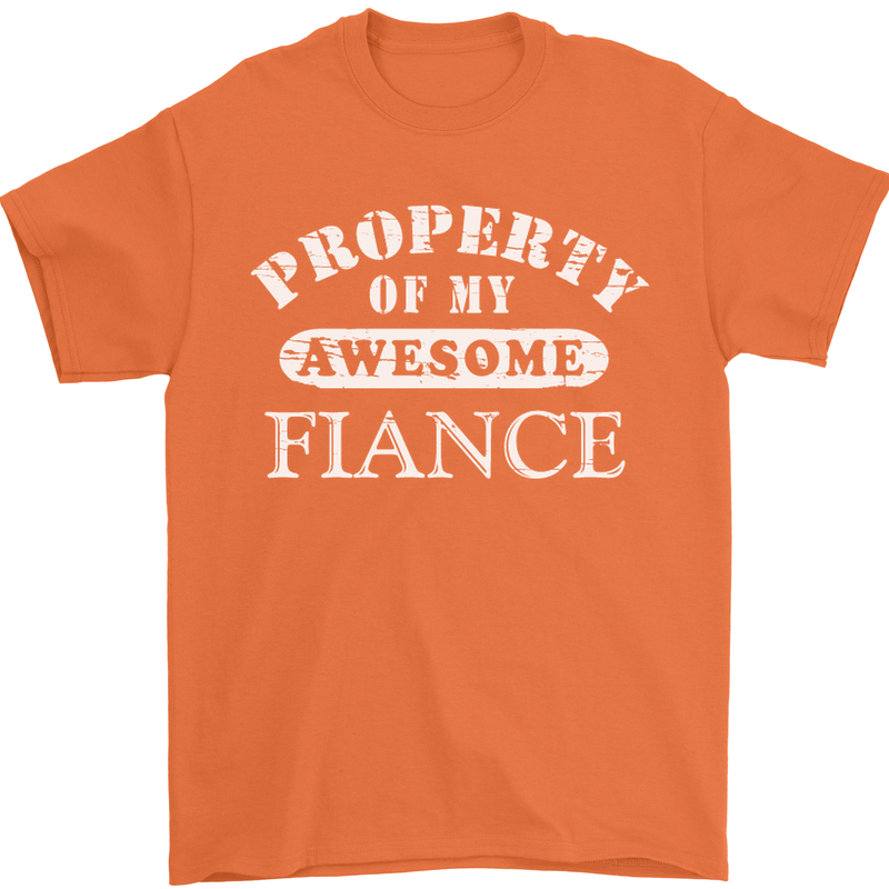 Property of My Awesome Fiance Mens T-Shirt Cotton Gildan Orange