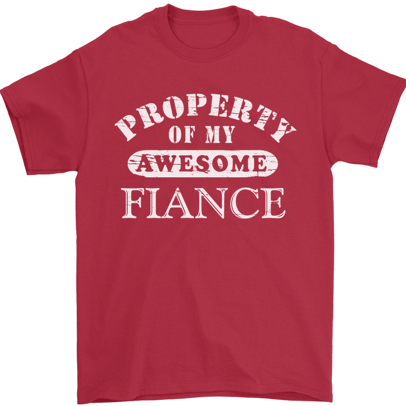 Property of My Awesome Fiance Mens T-Shirt Cotton Gildan Red