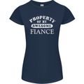 Property of My Awesome Fiance Womens Petite Cut T-Shirt Navy Blue