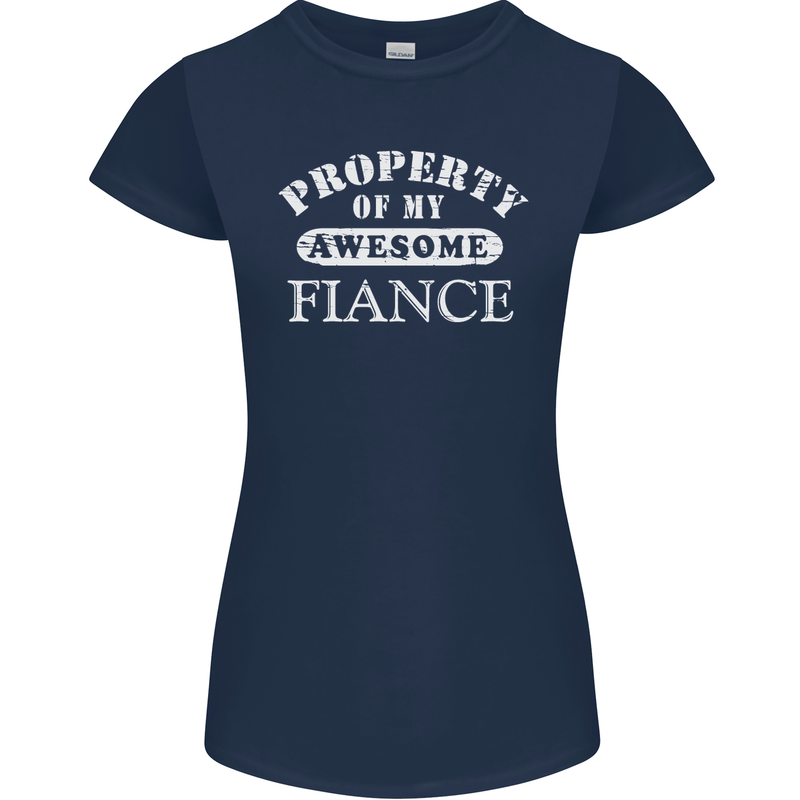 Property of My Awesome Fiance Womens Petite Cut T-Shirt Navy Blue