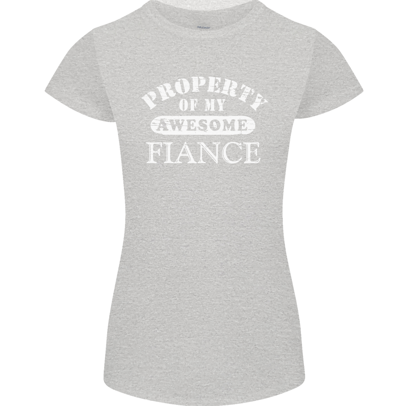 Property of My Awesome Fiance Womens Petite Cut T-Shirt Sports Grey