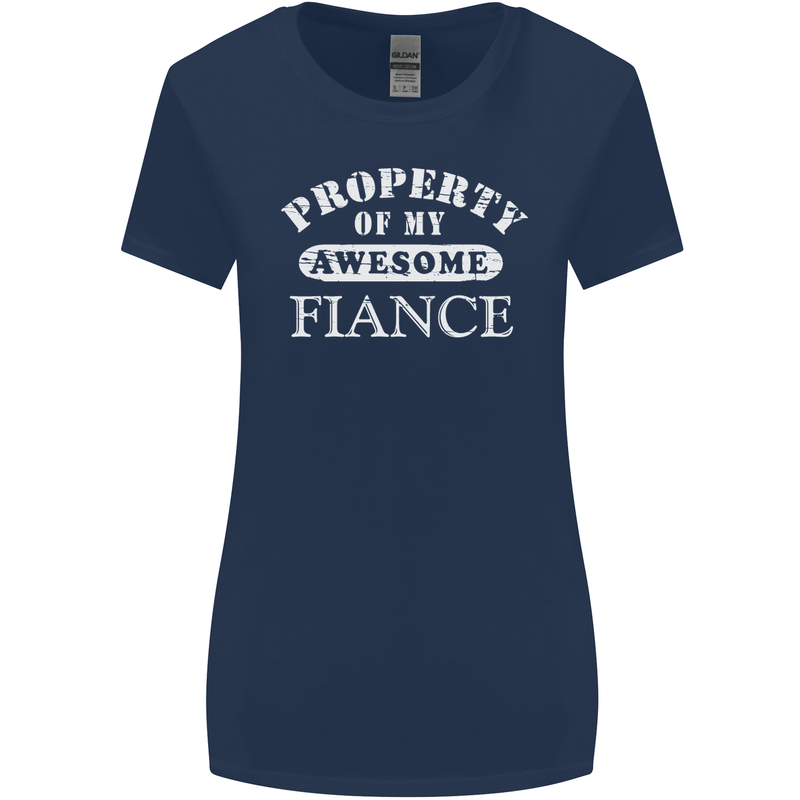 Property of My Awesome Fiance Womens Wider Cut T-Shirt Navy Blue