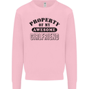 Property of My Awesome Girlfriend Funny Kids Sweatshirt Jumper Light Pink