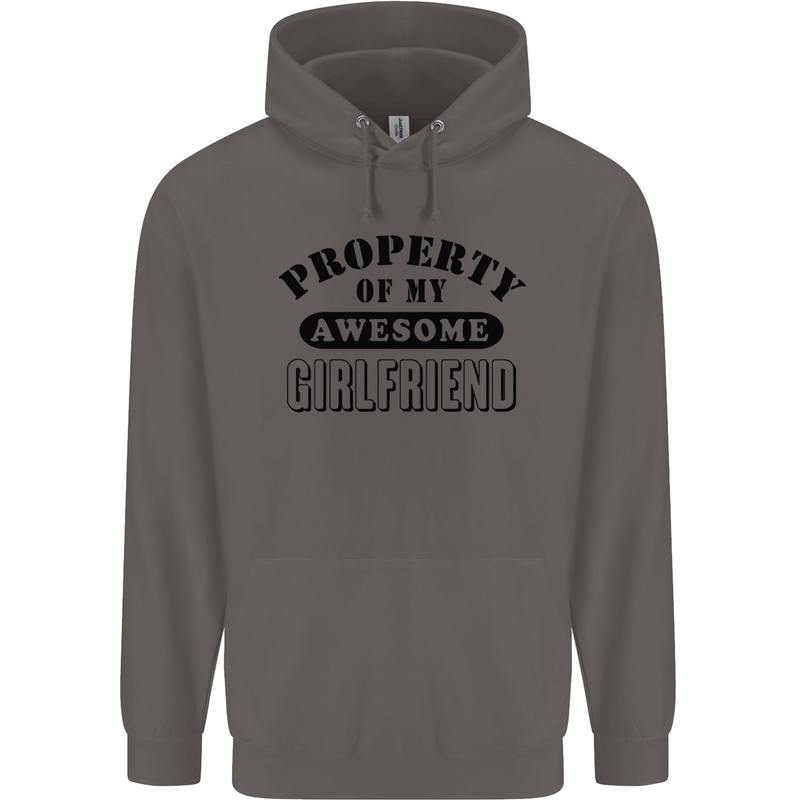 Property of My Awesome Girlfriend Funny Mens 80% Cotton Hoodie Charcoal