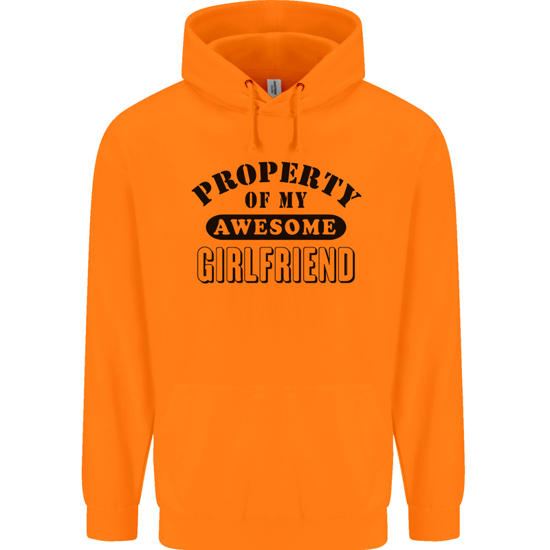Property of My Awesome Girlfriend Funny Mens 80% Cotton Hoodie Orange