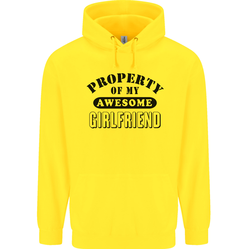 Property of My Awesome Girlfriend Funny Mens 80% Cotton Hoodie Yellow