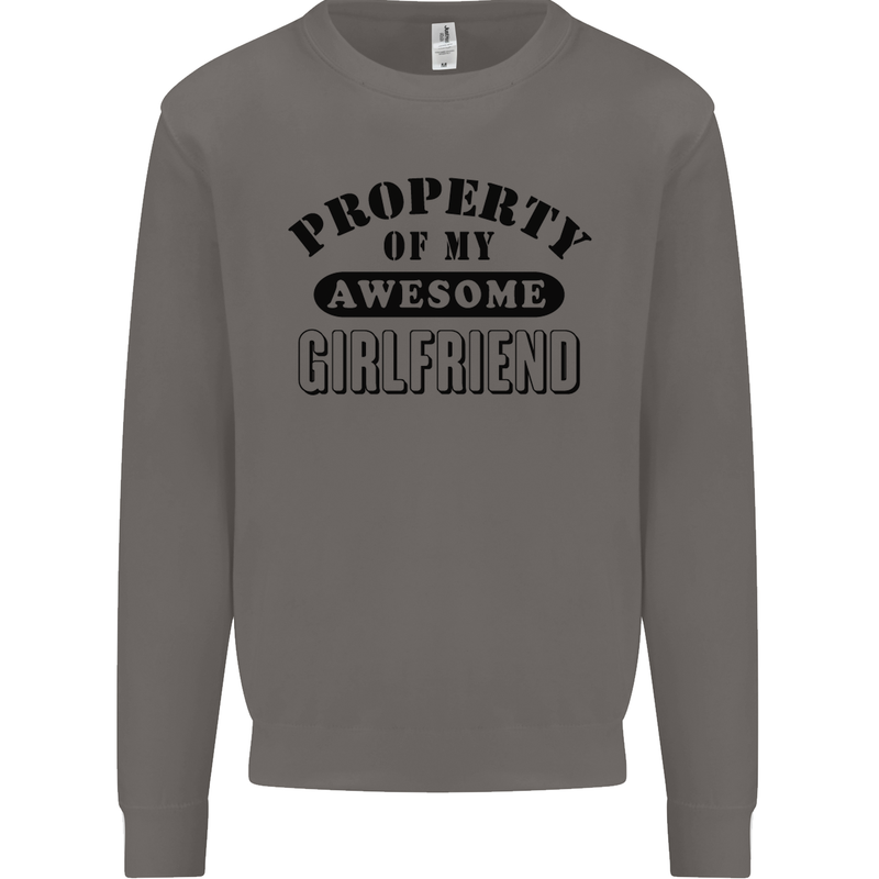 Property of My Awesome Girlfriend Funny Mens Sweatshirt Jumper Charcoal