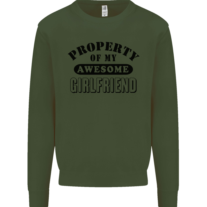 Property of My Awesome Girlfriend Funny Mens Sweatshirt Jumper Forest Green