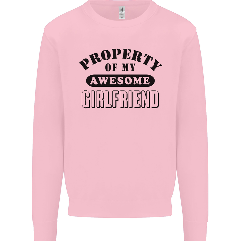 Property of My Awesome Girlfriend Funny Mens Sweatshirt Jumper Light Pink