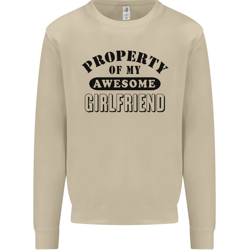 Property of My Awesome Girlfriend Funny Mens Sweatshirt Jumper Sand